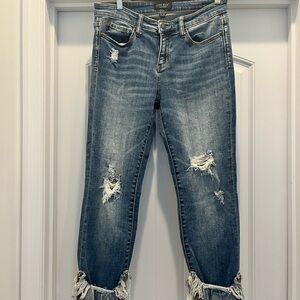 Judy Blue Ripped Ankle Jeans - Blue